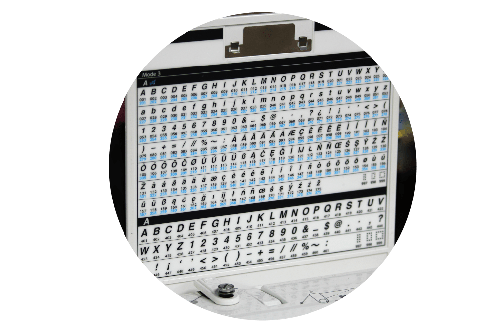 MC6700P lettering reference chart