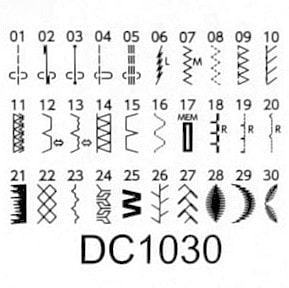 Janome DC1030 built-in stitch chart