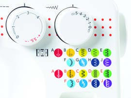 Janome FD216 stitch controls and stitch chart